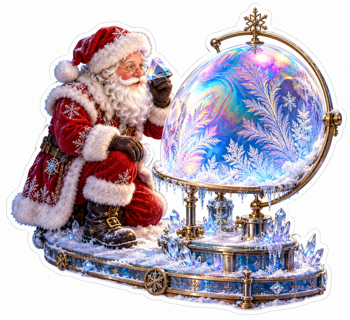 Santa Rainbow Frost Oval Display Vinyl Decal Stickers
