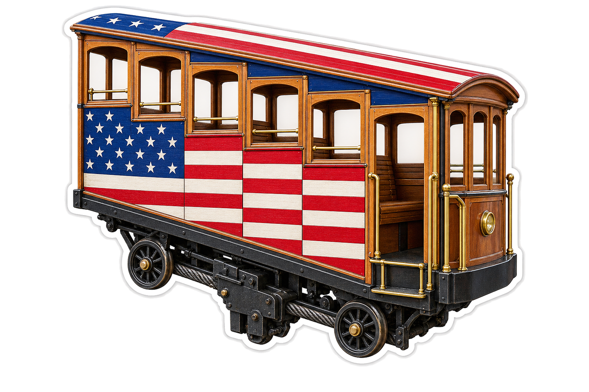 USA Flag Wooden Railway Car Art Vinyl Decal Stickers