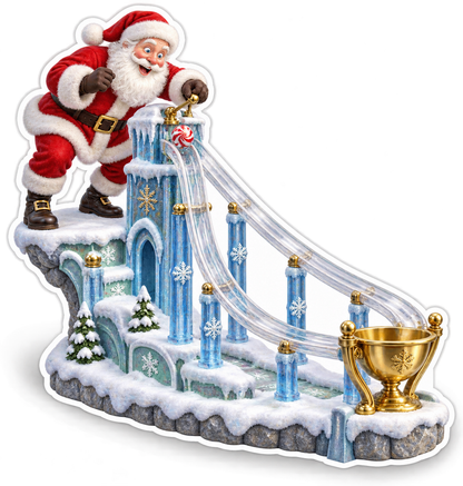 Santa with Icy Curved Race Track Art Vinyl Decal Stickers