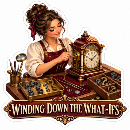 Clockmaker Adjusting an Ornate Mantel Clock Vinyl Decal Stickers