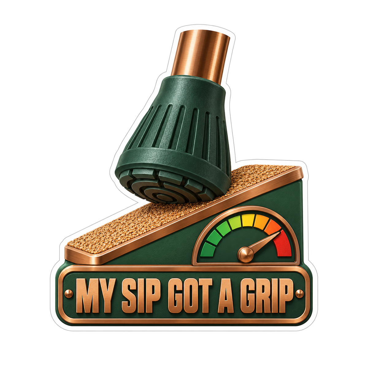 Green Rubber Tip on Sloped Grip Test Stand Art Vinyl Decal Stickers