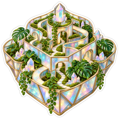 Opal Walled Garden Maze With Crystal Center Art Vinyl Decal Stickers