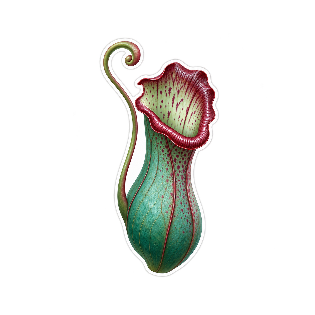 Teal Red Pitcher Plant Art Vinyl Decal Stickers