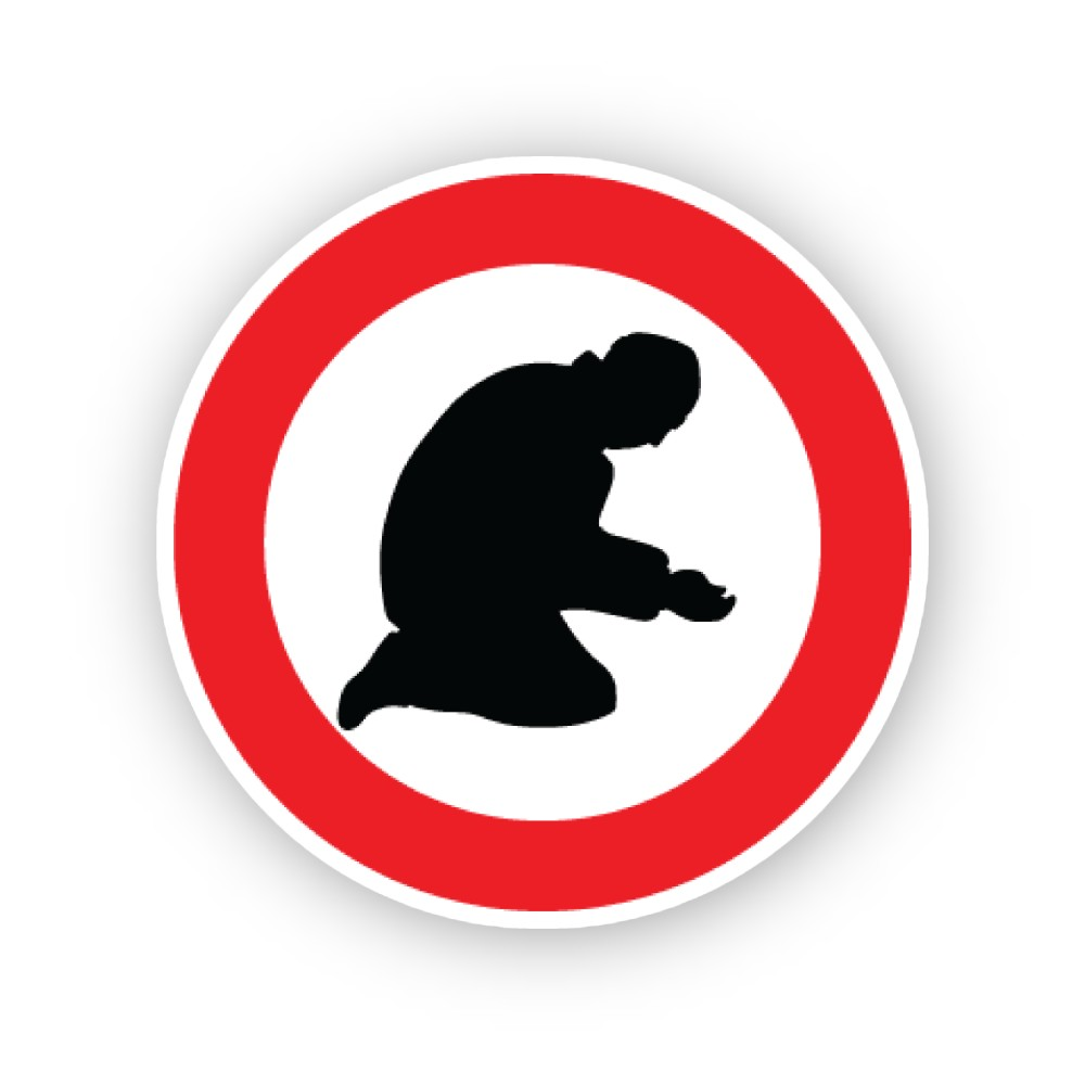 Red Rim Kneeling Figure Silhouette Circle Vinyl Decal Stickers