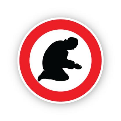 Red Rim Kneeling Figure Silhouette Circle Vinyl Decal Stickers