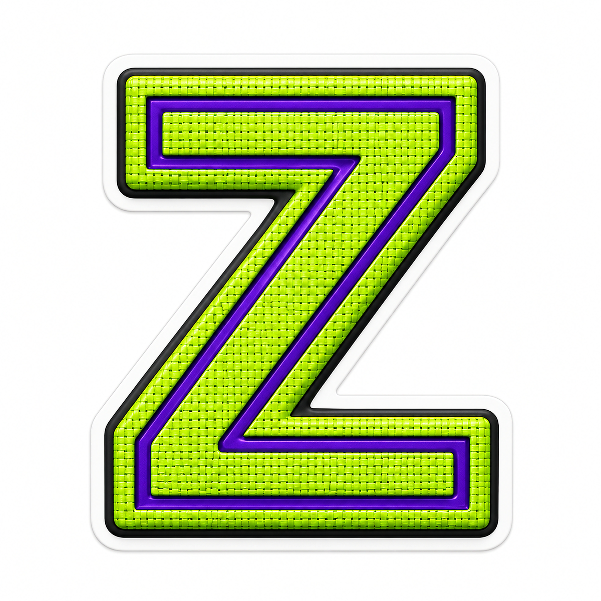 Lime Mesh Letter Z with Purple Edge Art Vinyl Decal Stickers