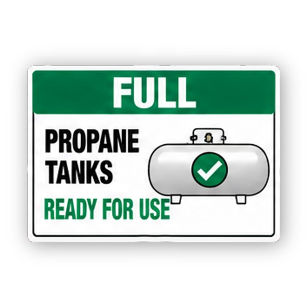Green Full Propane Tank Check Panel Vinyl Decal Stickers