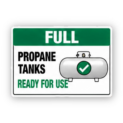 Green Full Propane Tank Check Panel Vinyl Decal Stickers