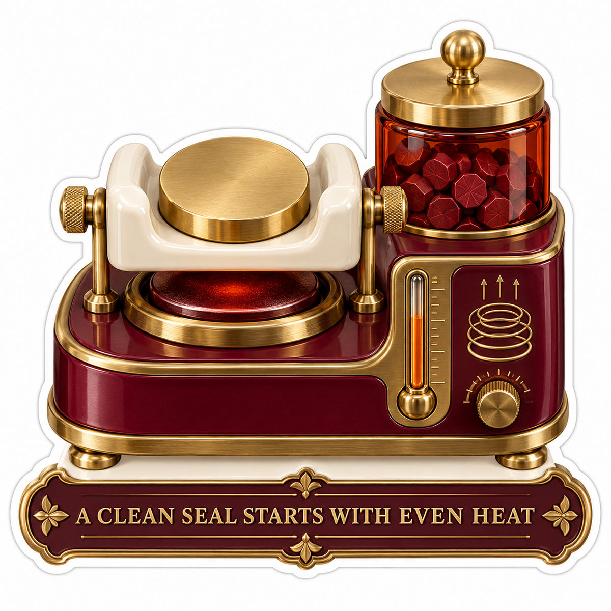 Burgundy Wax Seal Heater With Gold Plate Art Vinyl Decal Stickers