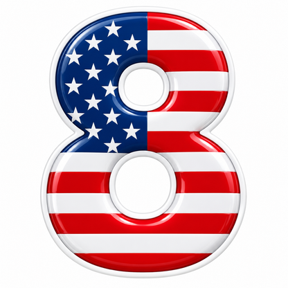 American Flag Pattern Number Eight Art Vinyl Decal Stickers
