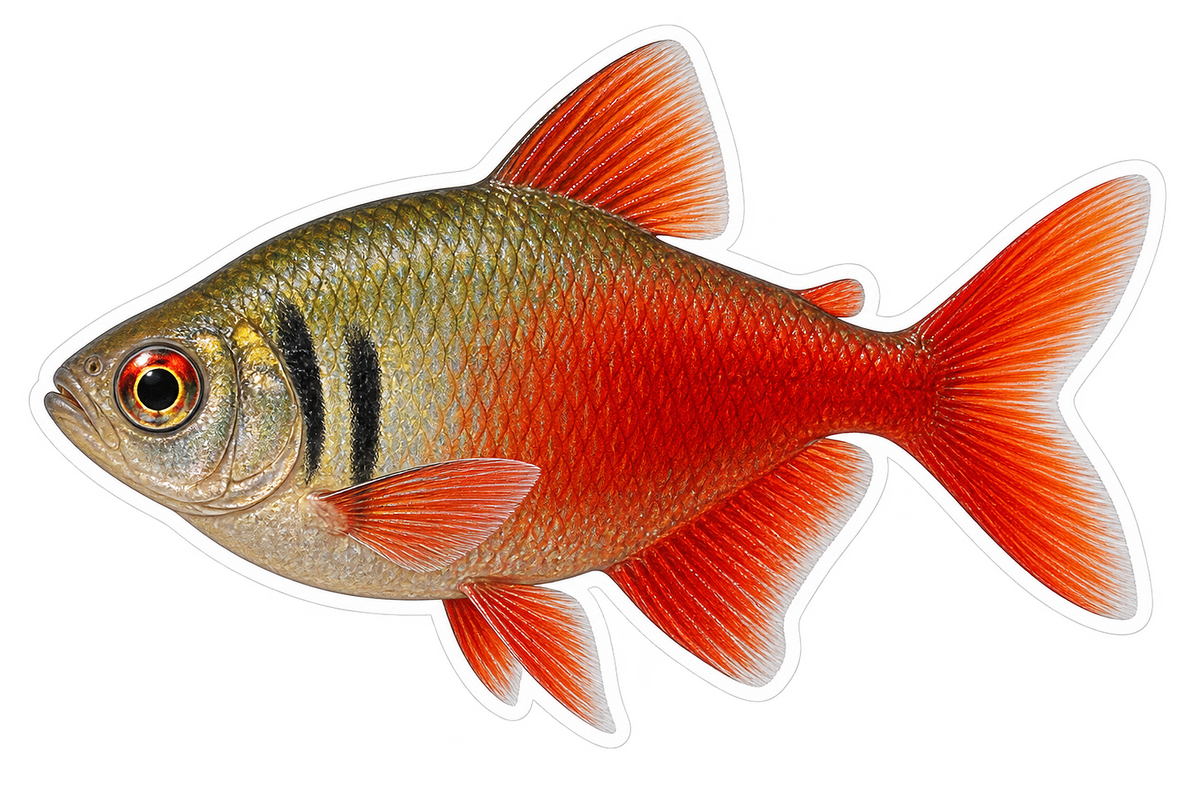 Gold Red Fish with Two Black Bars Art Vinyl Decal Stickers