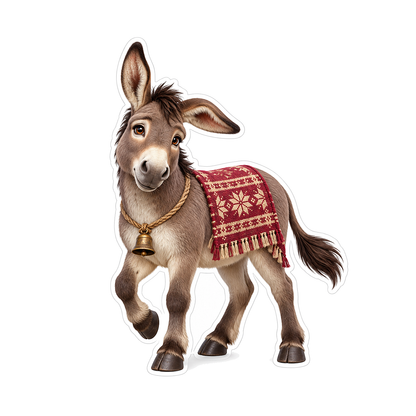 Gray Donkey with Red Patterned Blanket Vinyl Decal Stickers