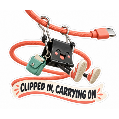 Binder Clip Swinging from Coral Cable Art Vinyl Decal Stickers