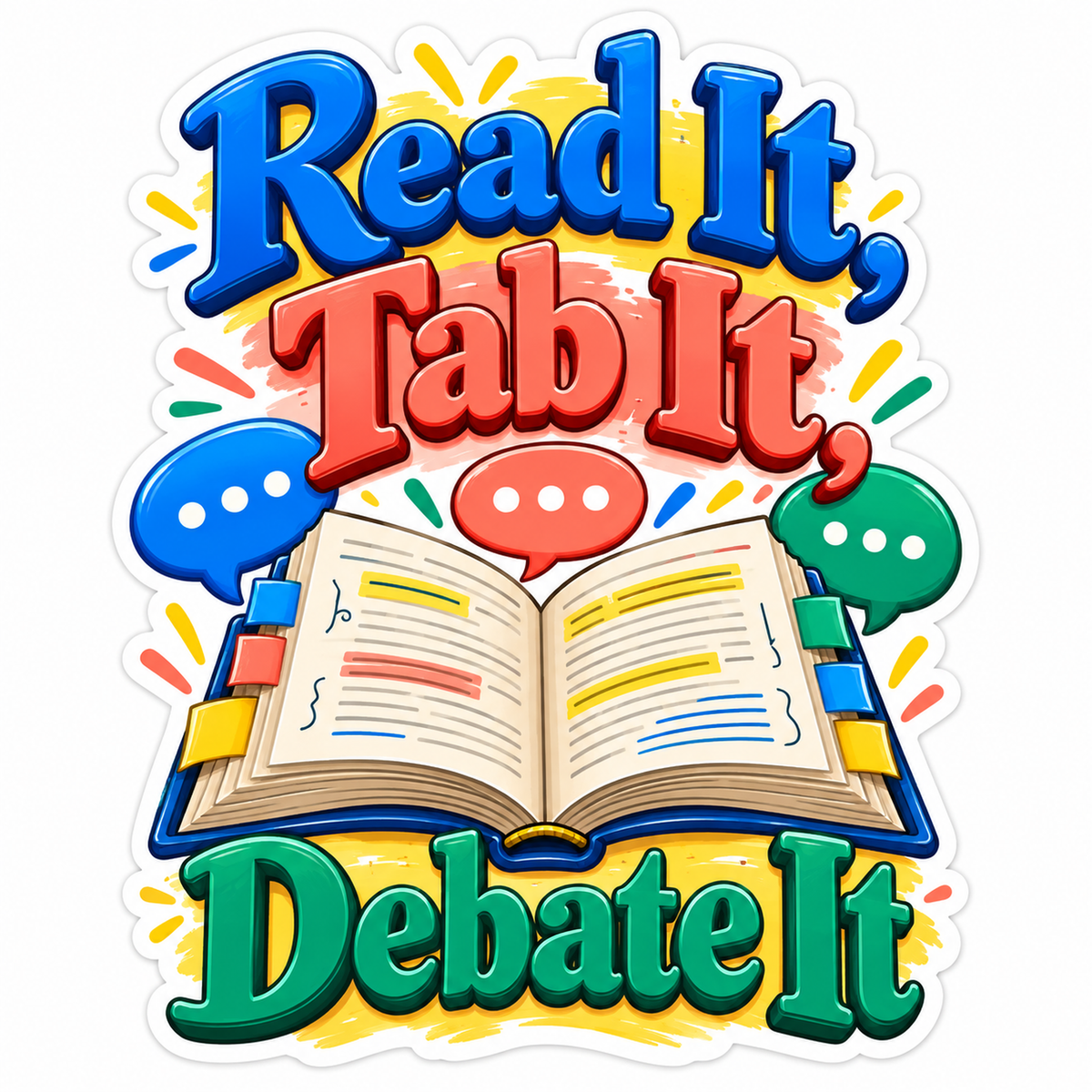 Tabbed Book and Debate Speech Bubbles Vinyl Decal Stickers