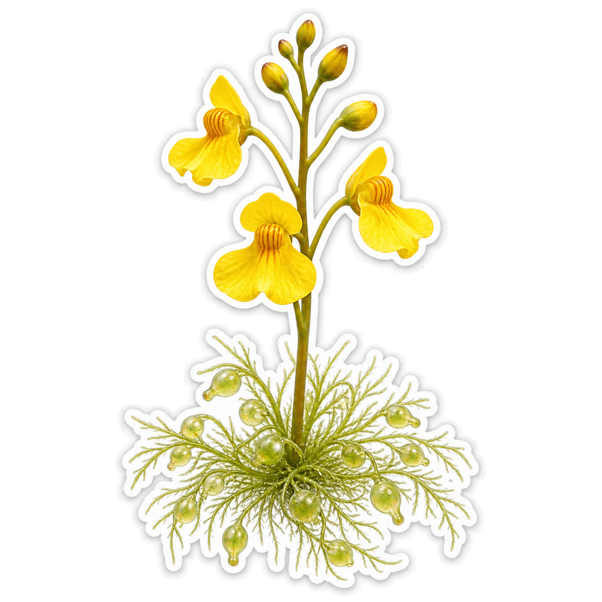 Yellow Bladderwort Flower Art Vinyl Decal Stickers