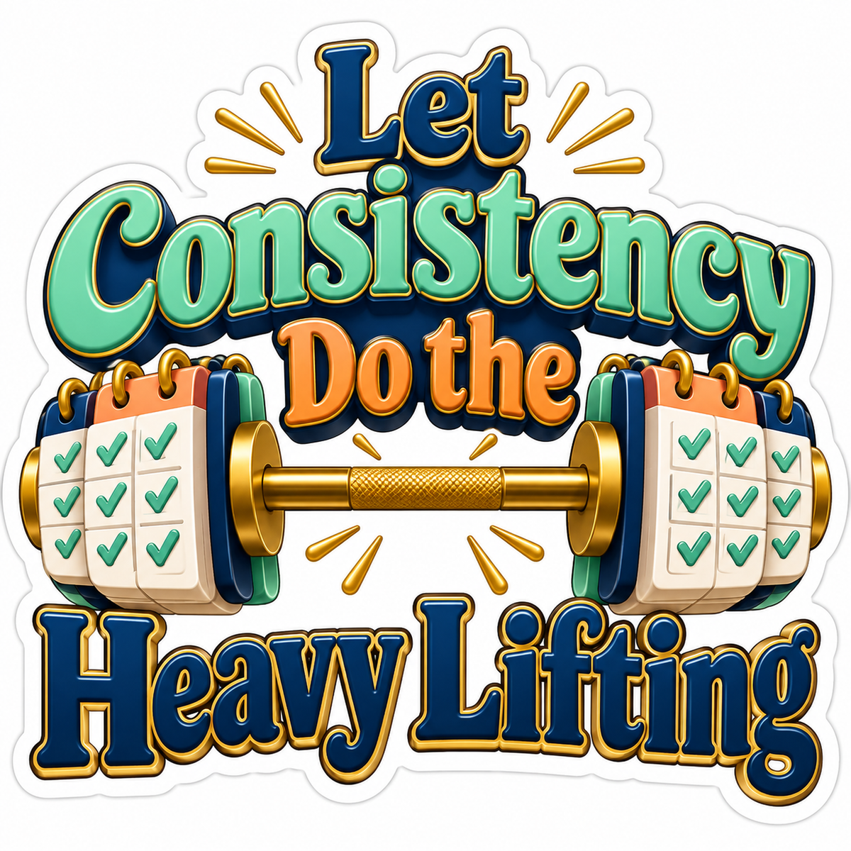 Calendar Dumbbell Consistency Quote Vinyl Decal Stickers