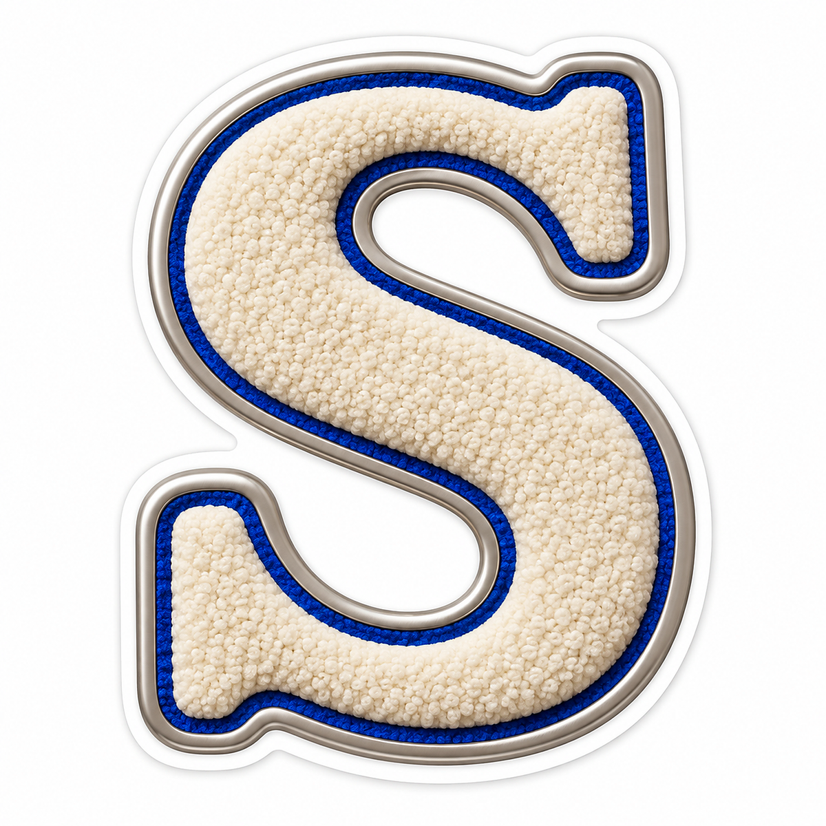 Cream Loop Texture Blue Trim Letter S Vinyl Decal Stickers