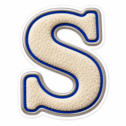 Cream Loop Texture Blue Trim Letter S Vinyl Decal Stickers