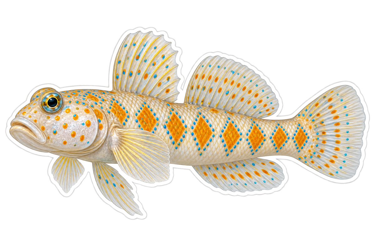 Orange Diamond Watchman Goby Art Vinyl Decal Stickers