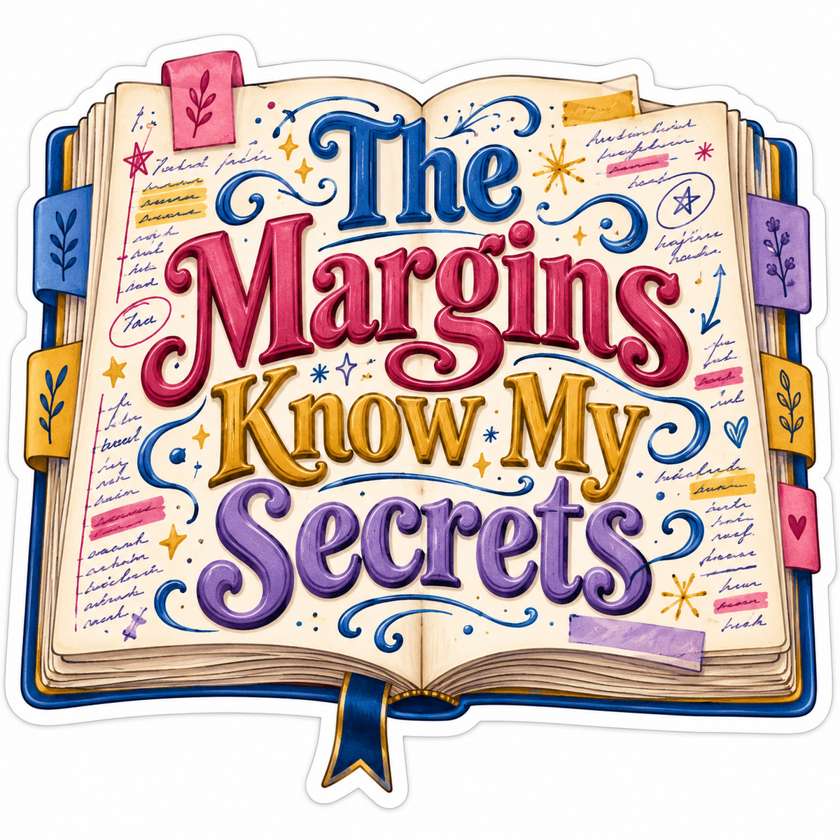 Annotated Book and Margins Quote Vinyl Decal Stickers