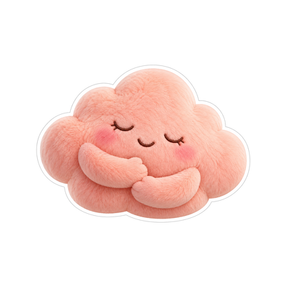 Peach Pink Hugging Cloud Art Vinyl Decal Stickers