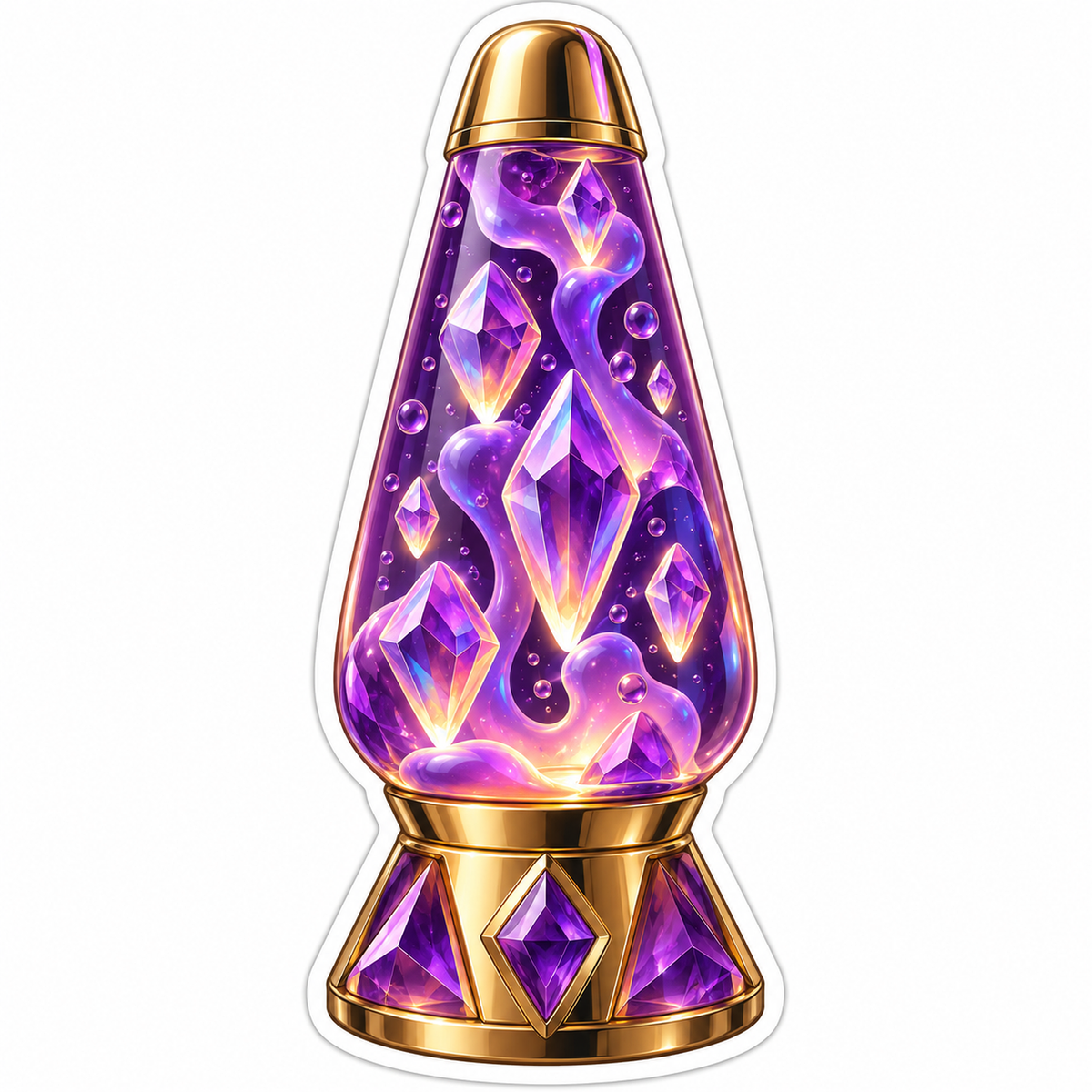 Purple Crystal Glow Lamp With Gold Base Art Vinyl Decal Stickers