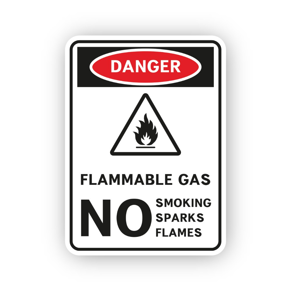 Black Danger Flammable Gas No Flames Panel Vinyl Decal Stickers