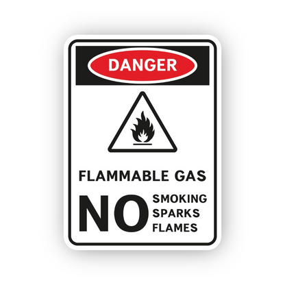 Black Danger Flammable Gas No Flames Panel Vinyl Decal Stickers