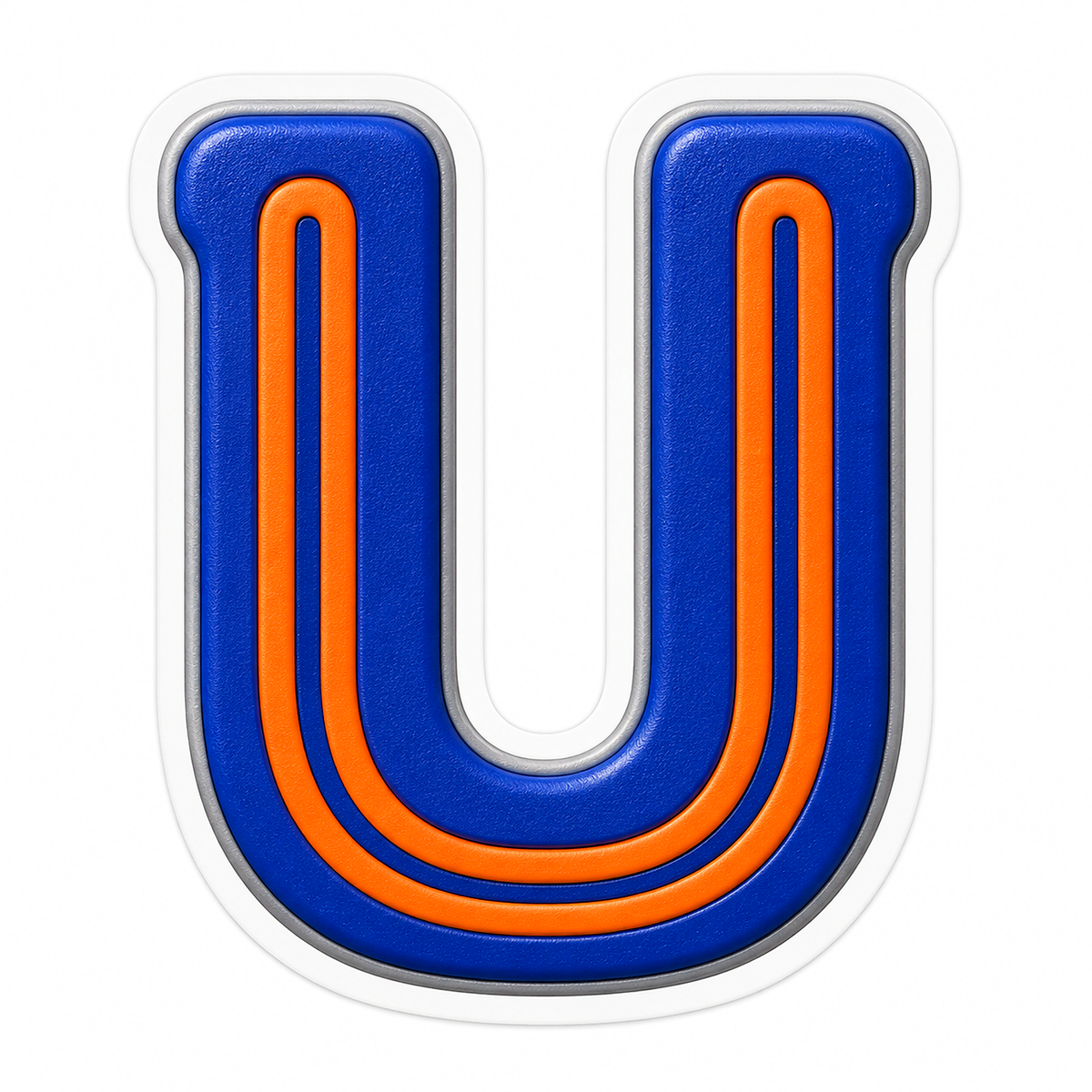 Blue Orange Line Letter U Art Vinyl Decal Stickers