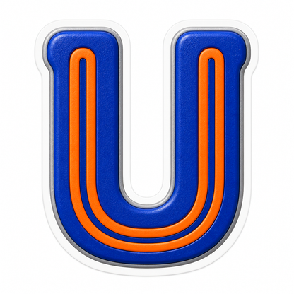 Blue Orange Line Letter U Art Vinyl Decal Stickers