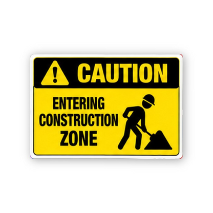Yellow Entering Construction Digger Panel Vinyl Decal Stickers