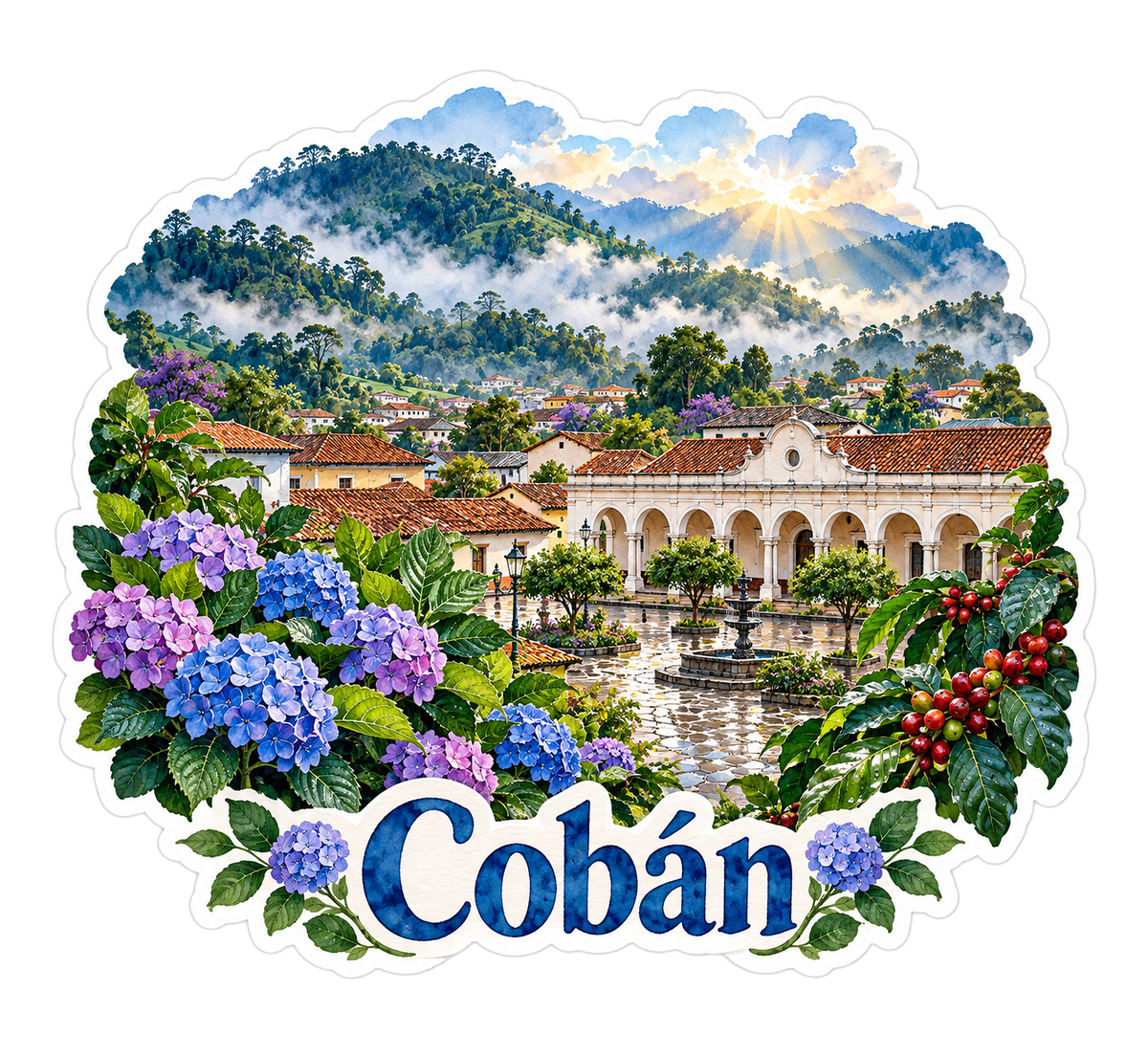 Coban Cloud Forest White Plaza Art Vinyl Decal Stickers