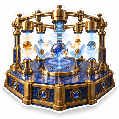 Gold Blue Floating Crystal Apparatus Art Vinyl Decal Stickers