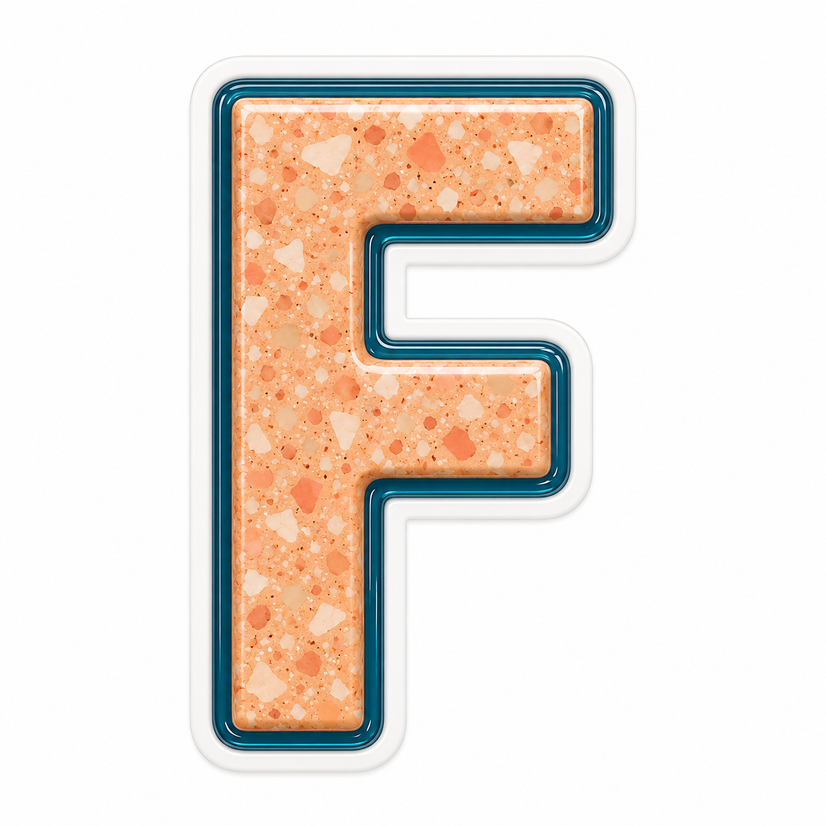 Apricot Teal Border Capital Letter F Art Vinyl Decal Stickers