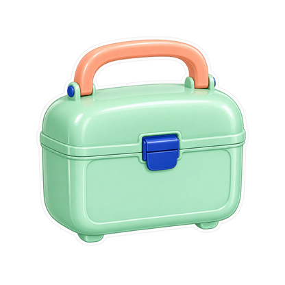 Mint Lunchbox with Peach Handle Vinyl Decal Stickers