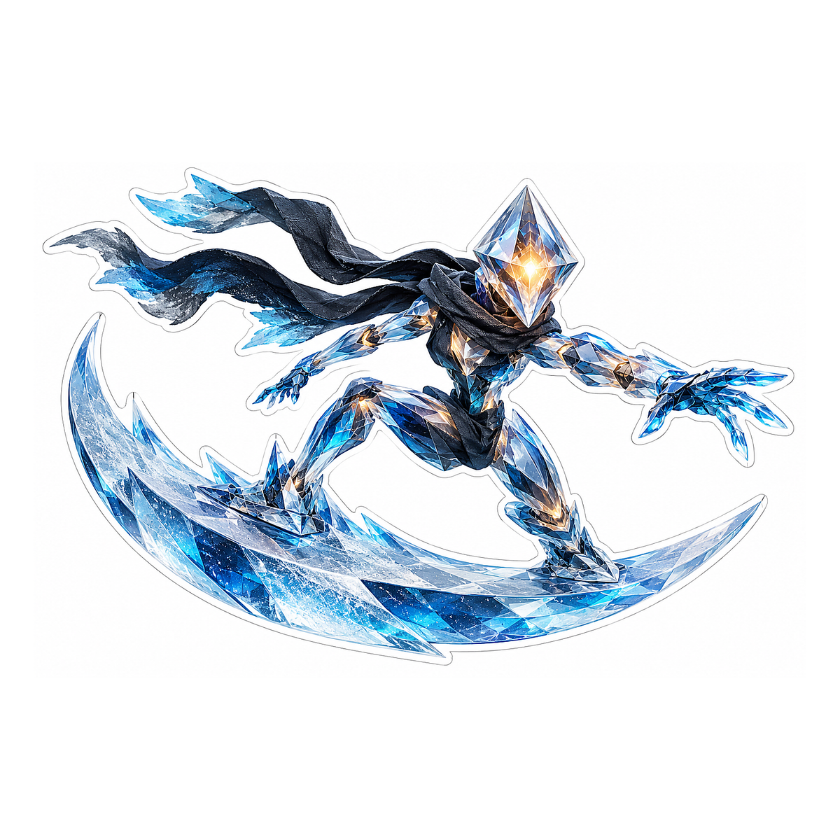 Crystal Armored Rider on Crescent Board Vinyl Decal Stickers