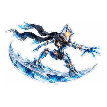 Crystal Armored Rider on Crescent Board Vinyl Decal Stickers