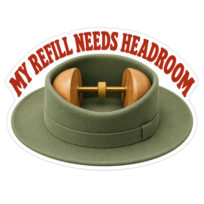 Olive Hat with Wooden Stretcher and Refill Quote Vinyl Decal Stickers