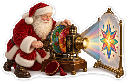 Santa Projecting a Colorful Star Vinyl Decal Stickers