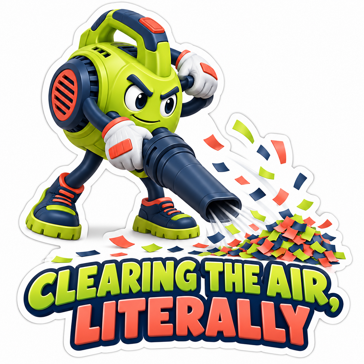 Green Blower Character Scattering Confetti Vinyl Decal Stickers