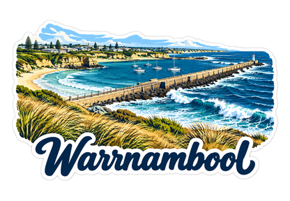 Warrnambool Waves and Long Stone Breakwater Vinyl Decal Stickers