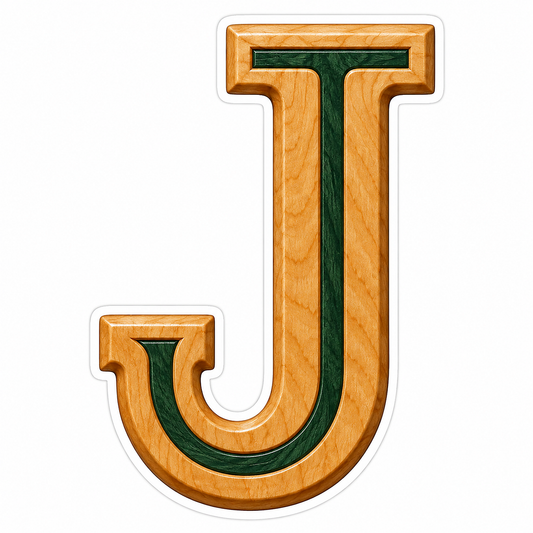Honey Wood Green Inlay Letter J Art Vinyl Decal Stickers