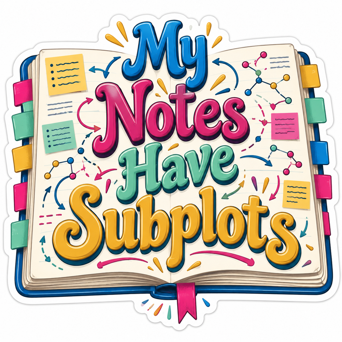 Tabbed Notebook and Subplots Quote Vinyl Decal Stickers