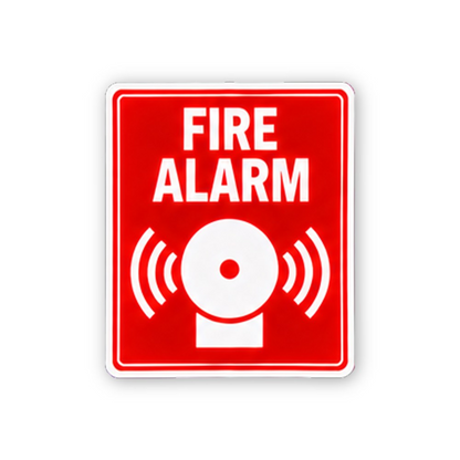 Red Fire Alarm Bell Radiating Waves Panel Vinyl Decal Stickers