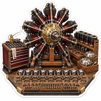 Radial Engine Repair Workbench Art Vinyl Decal Stickers