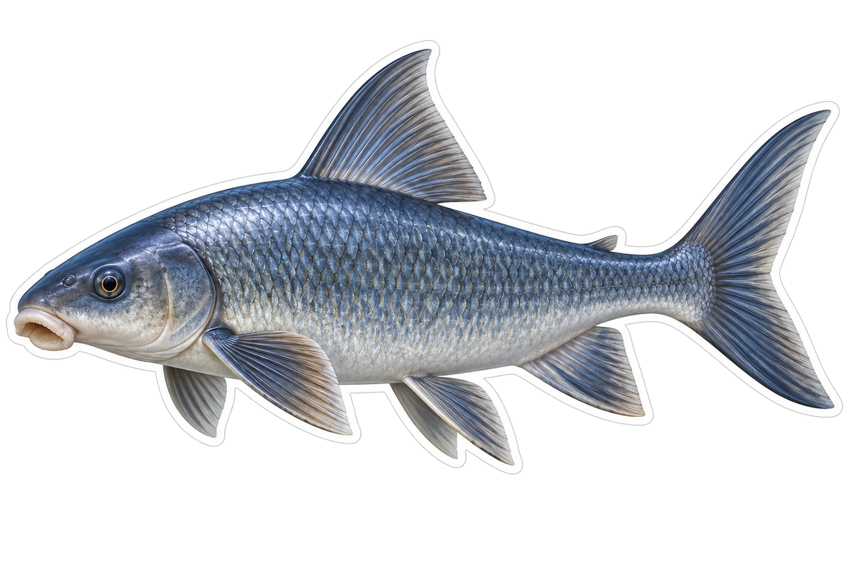 Slate Blue Fish with High Dorsal Fin Art Vinyl Decal Stickers