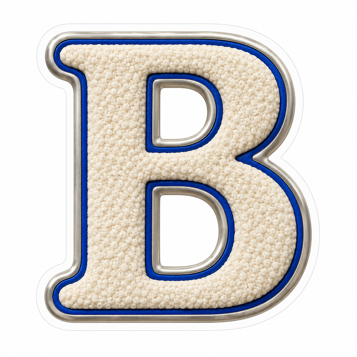 Cream Loop Texture Blue Trim Letter B Vinyl Decal Stickers