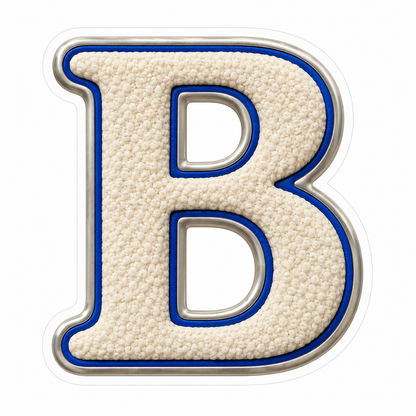Cream Loop Texture Blue Trim Letter B Vinyl Decal Stickers