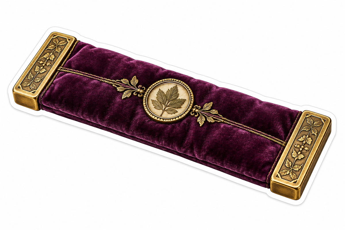 Burgundy Velvet Sleeve with Gold Leaf Medallion Vinyl Decal Stickers