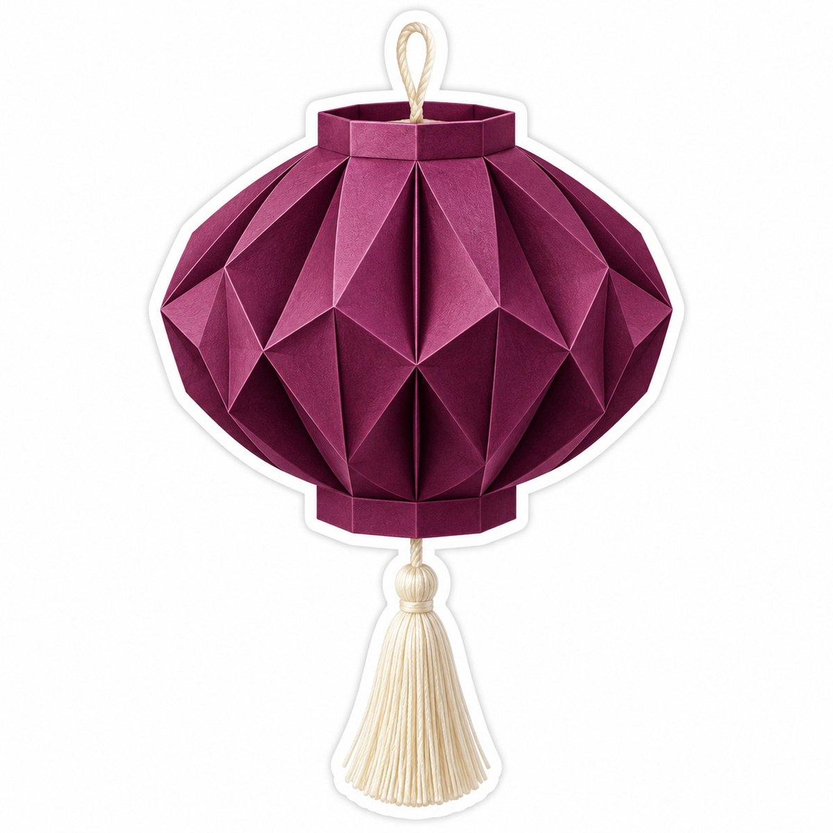 Burgundy Folded Paper Lantern with Tassel Vinyl Decal Stickers
